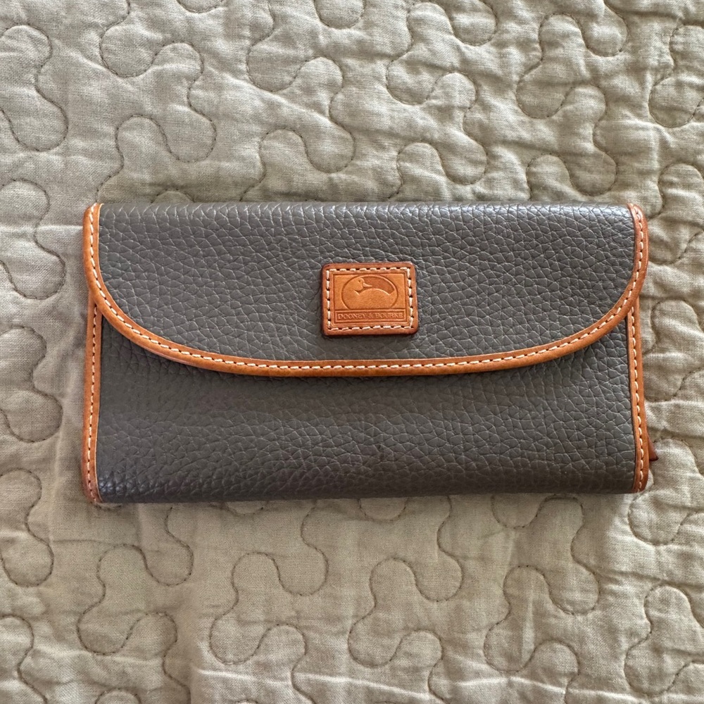 Dooney & Bourke Gray Leather Wallet with Tan Trim